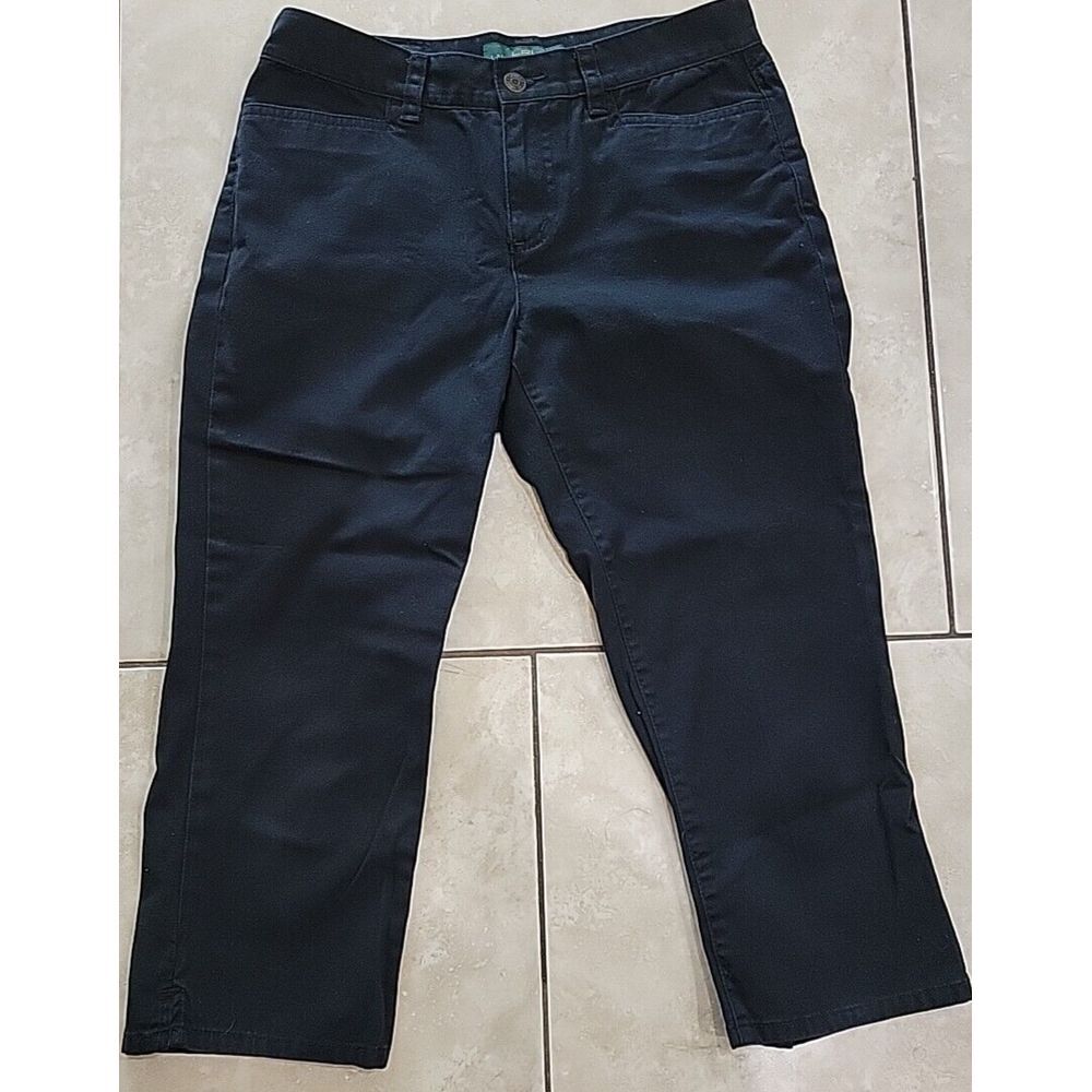 Lauren Ralph Lauren‎ womens cropped capris pants Size 4 cotton black